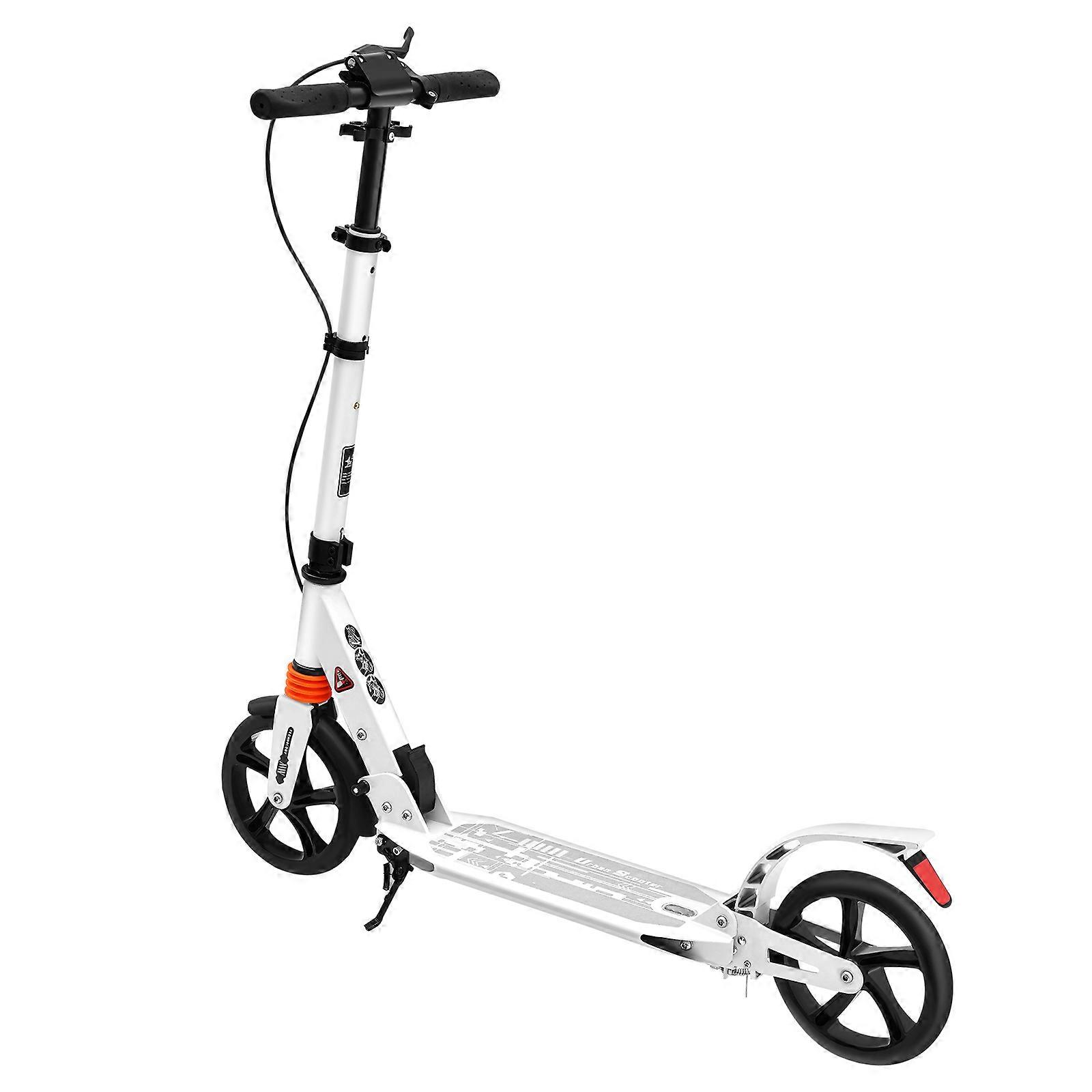 Portable Folding Scooter Free Standing Manual Adult Scooter Loading 100kg Black/white