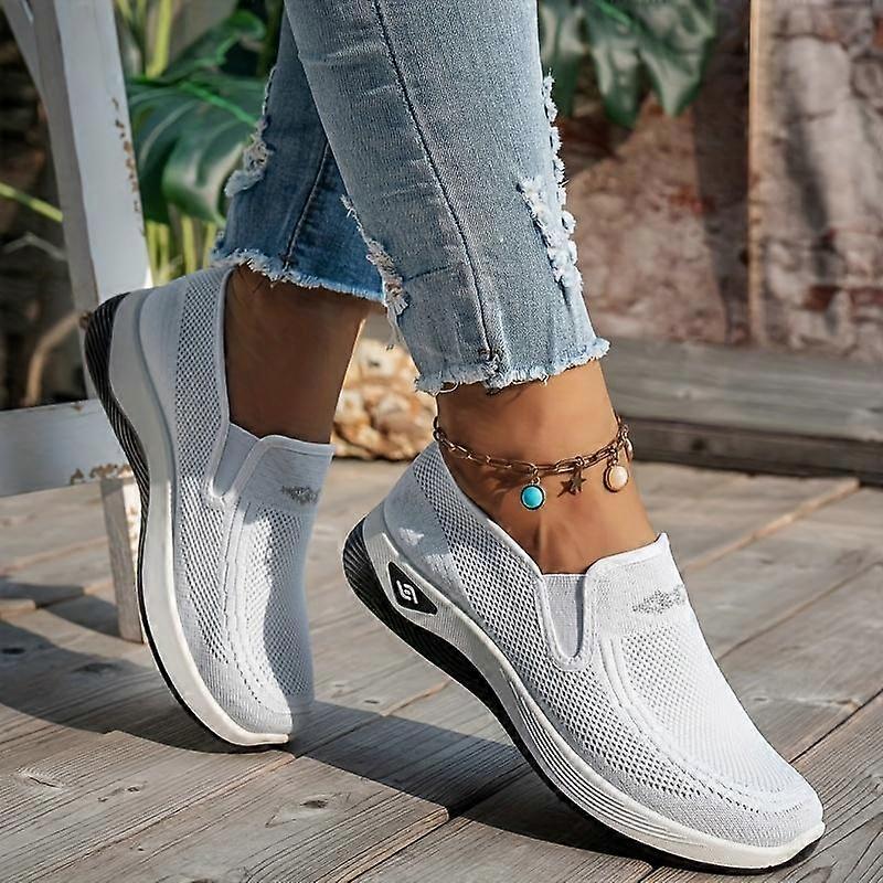 Naisten hengittävät neulotut slip-on lenkkarit Kevyet, mukavat kävelykengät ympärivuotiseen rentoon ulkoiluun