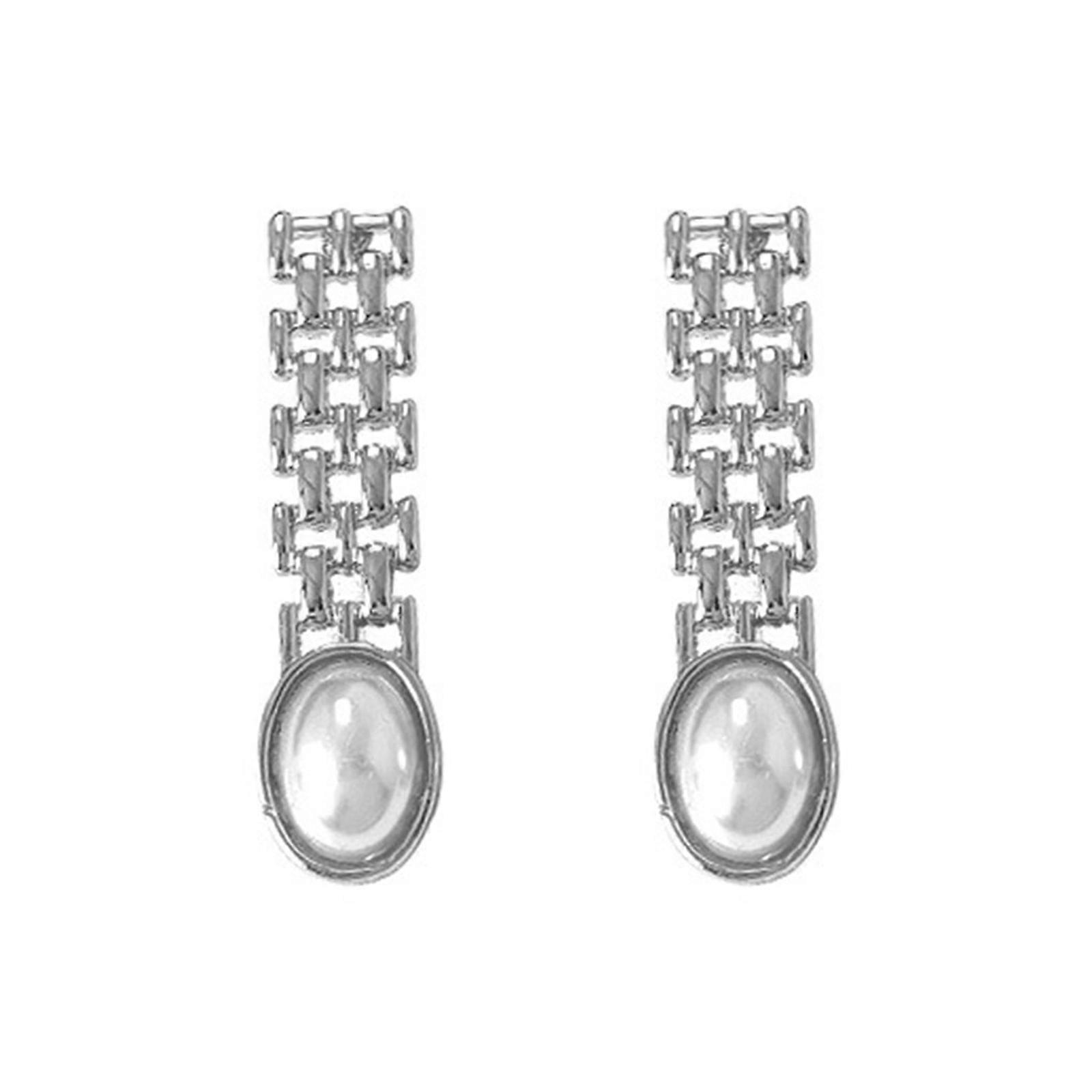 Elegant Ear Studs Pearls Earrings with Detailing Comfortable Earrings Suitable for Adding Charm to Various Outfits Silver