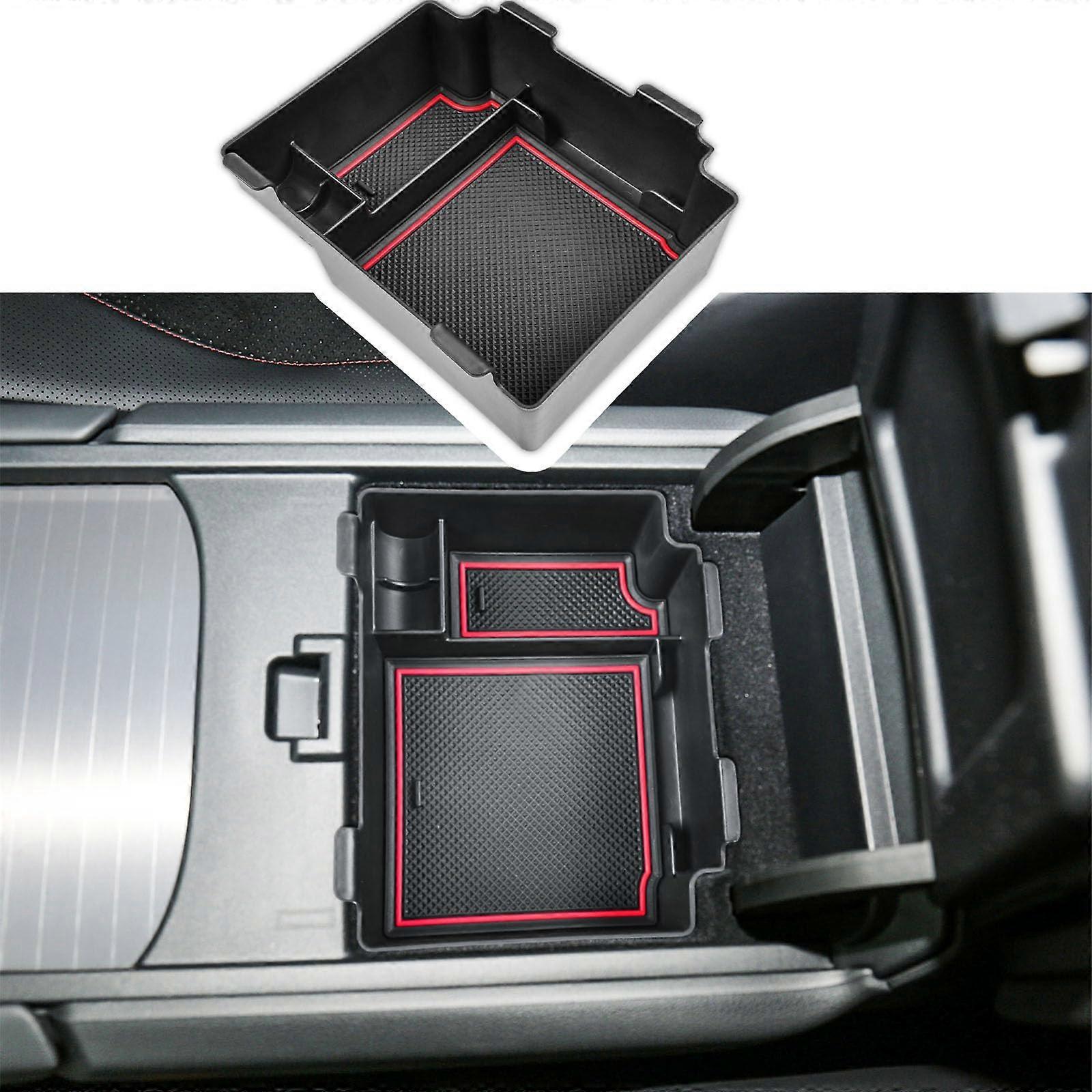 Center Console Organizer Tray for Acura RDX 2019-2024, ABS Plastic Armrest Storage Box with Red Trim