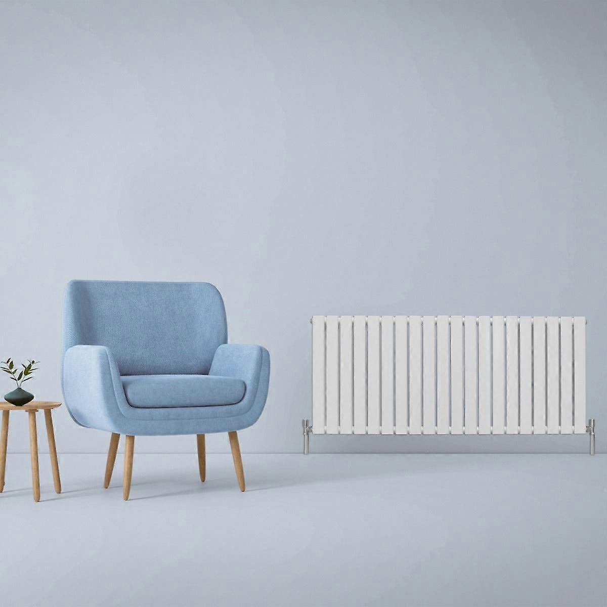 Designer Radiators 60 x 140cm Flat Panel Modern Central Heating Gloss White Horizontal Column Double