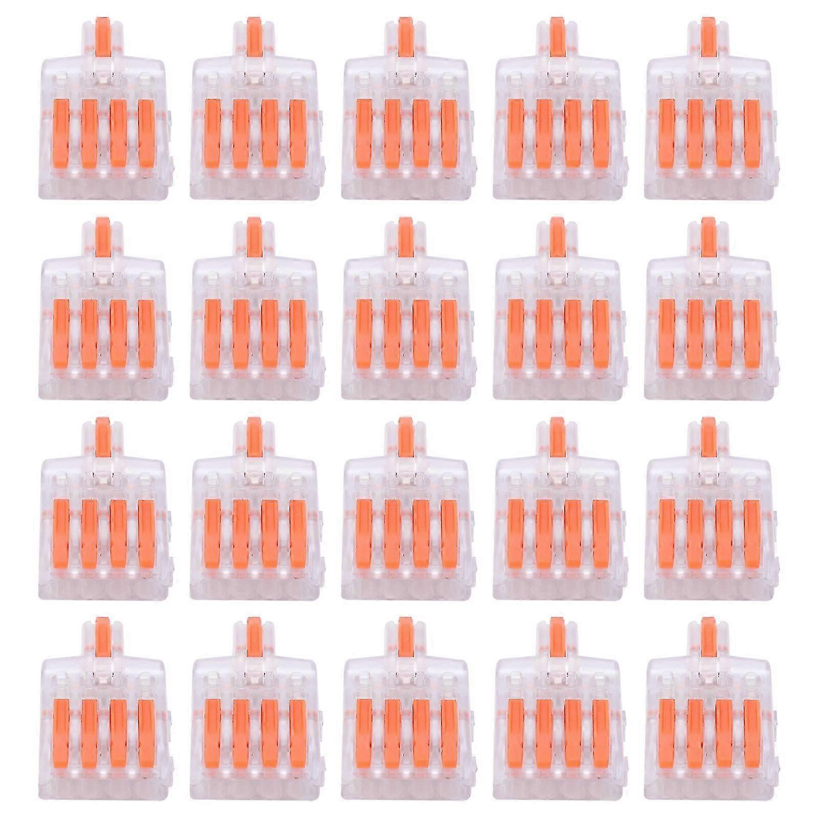 20Pcs Wire Quick Connector TType 1 in 4 out Copper Terminal Block for Electrical Control(Orange )
