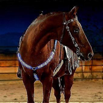 Blue LED Horse Breastplate with Nylon Webbing for Night Visibility in Racing and Equestrian Sports