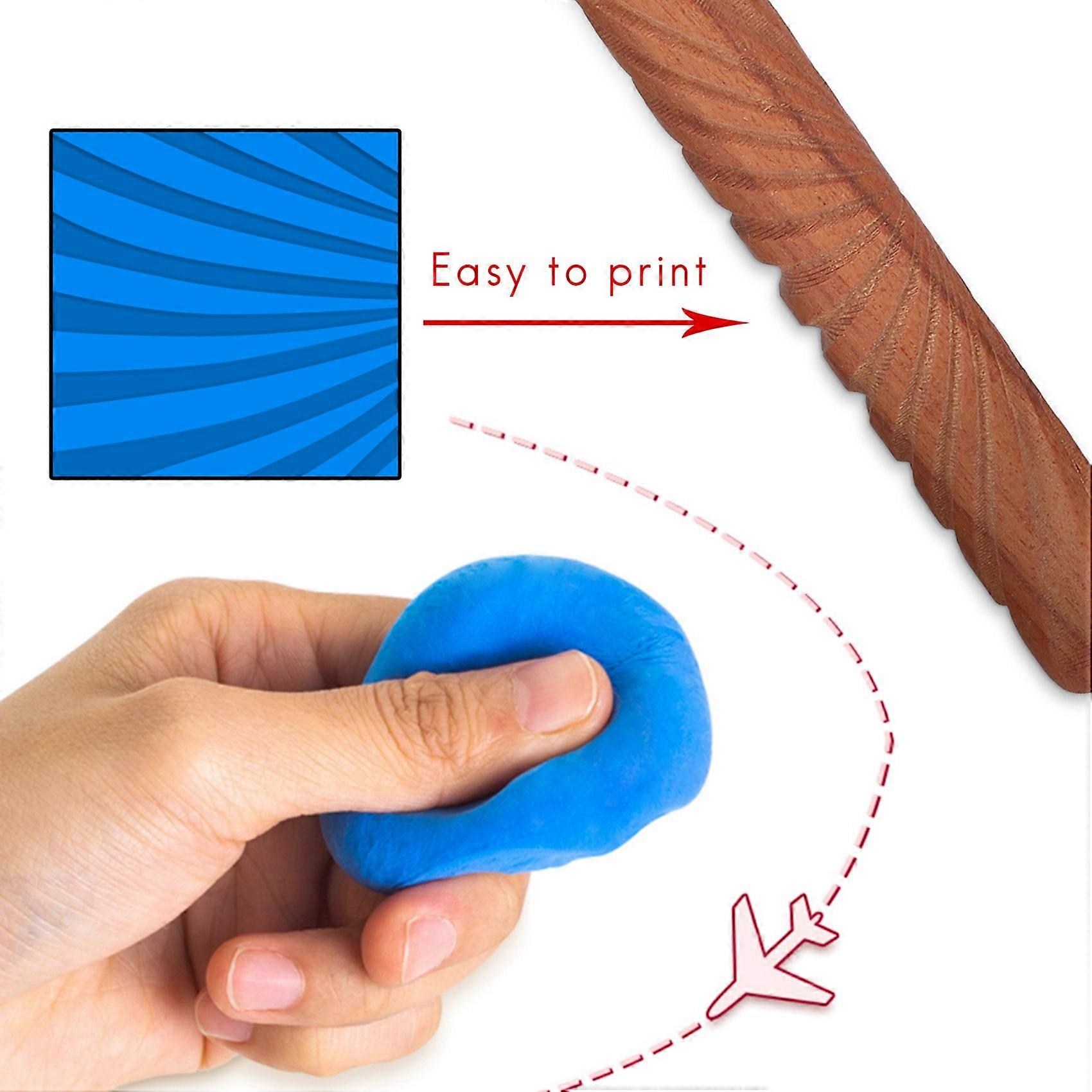 Pottery Tools,Wooden Handle Rollers Clay Modeling Pattern Rollers Kit