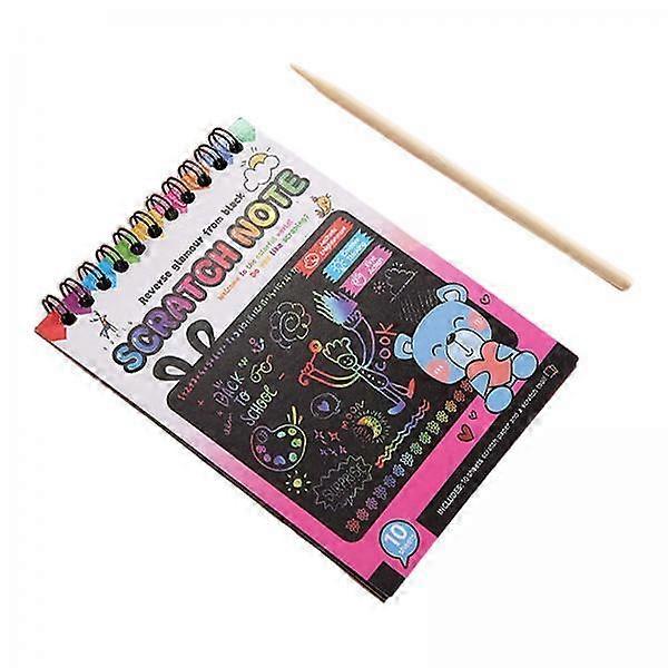 6xScratch Paper Art Note Set Scratch Arts Painting Paper Creative Gift with Pen