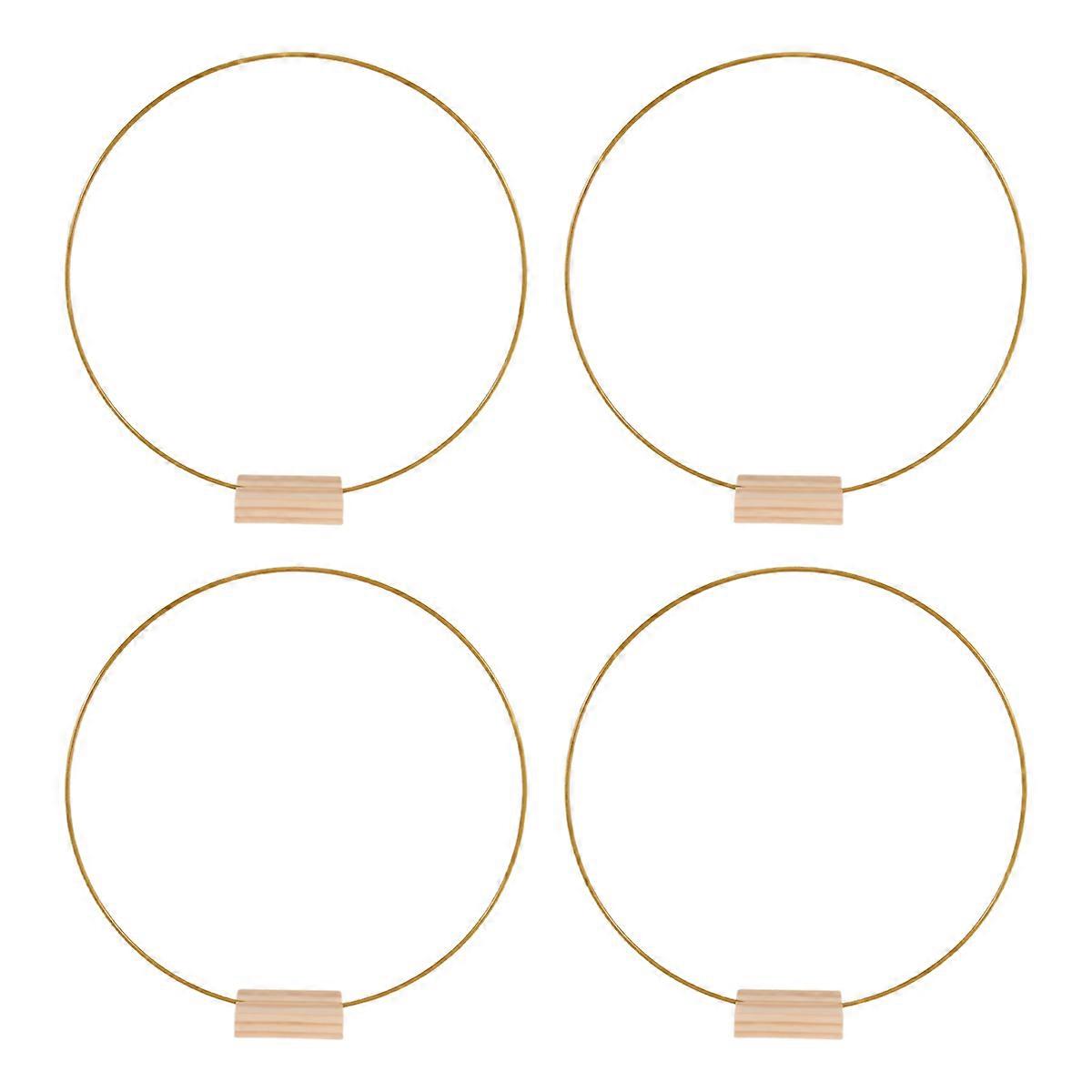 4 PCS 12 Inch Metal Floral Hoop, with 4 PCS Wood Place Card Holders