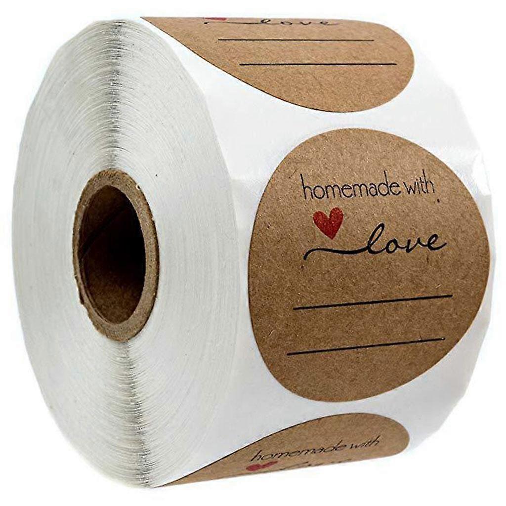 Circle Handmade with Stickers Labels Letters Kraft
