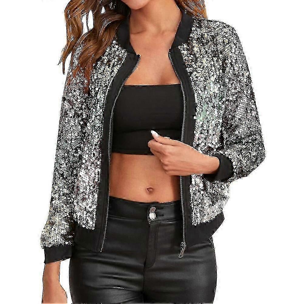 Women's Metallic Multicolor Sequin Jacket for Evening Party Wear