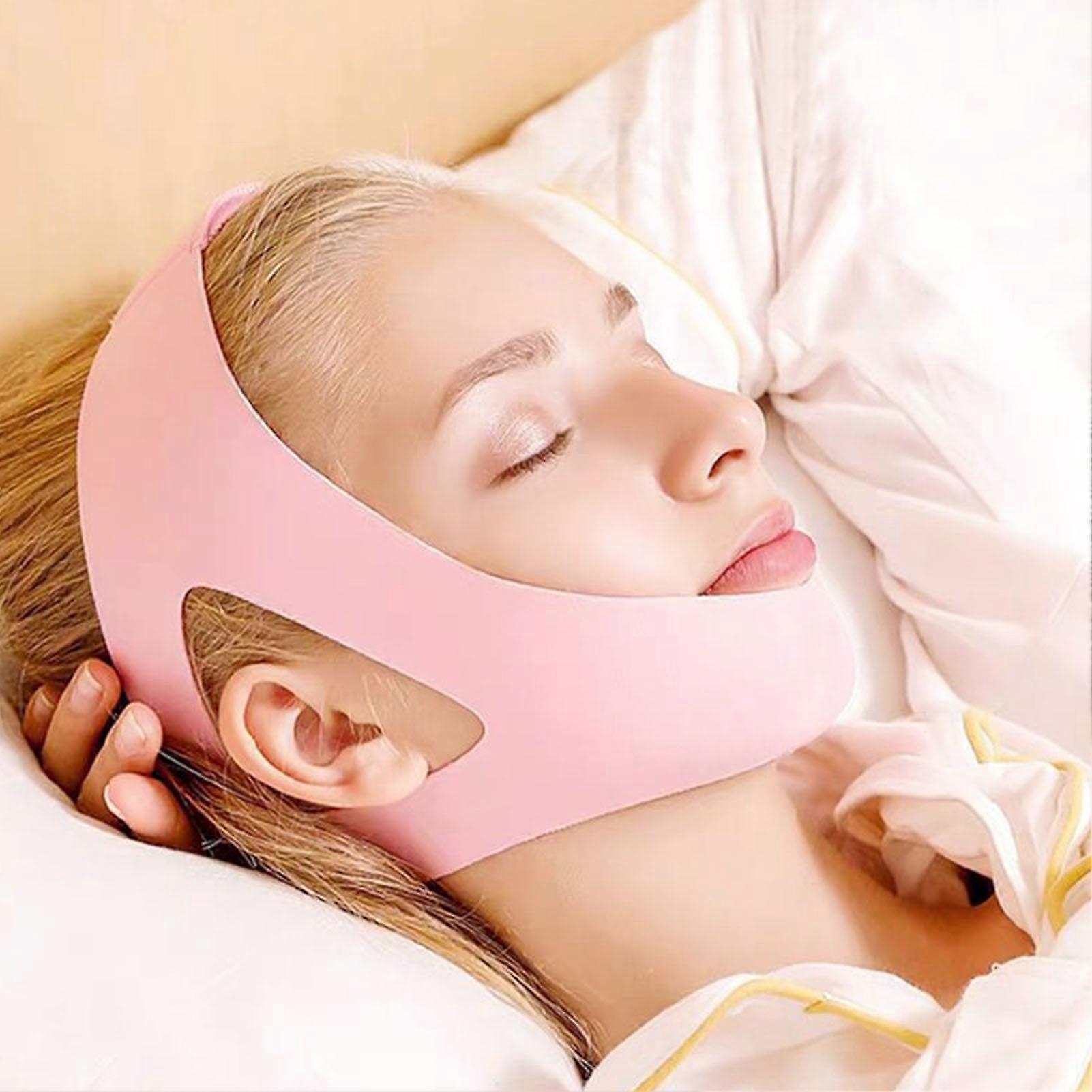 Universal Anti Snoring Chin Strap Belt Breathable Keep Mouth Closed Adjustable for Sleeping Pink