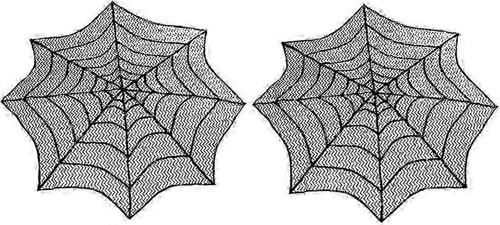 2pcs Halloween Tablecloth Lace Spiderweb Table Cloth, 30-Inch Round Table Topper for Halloween Table Decorations and Festive Parties Suitabl