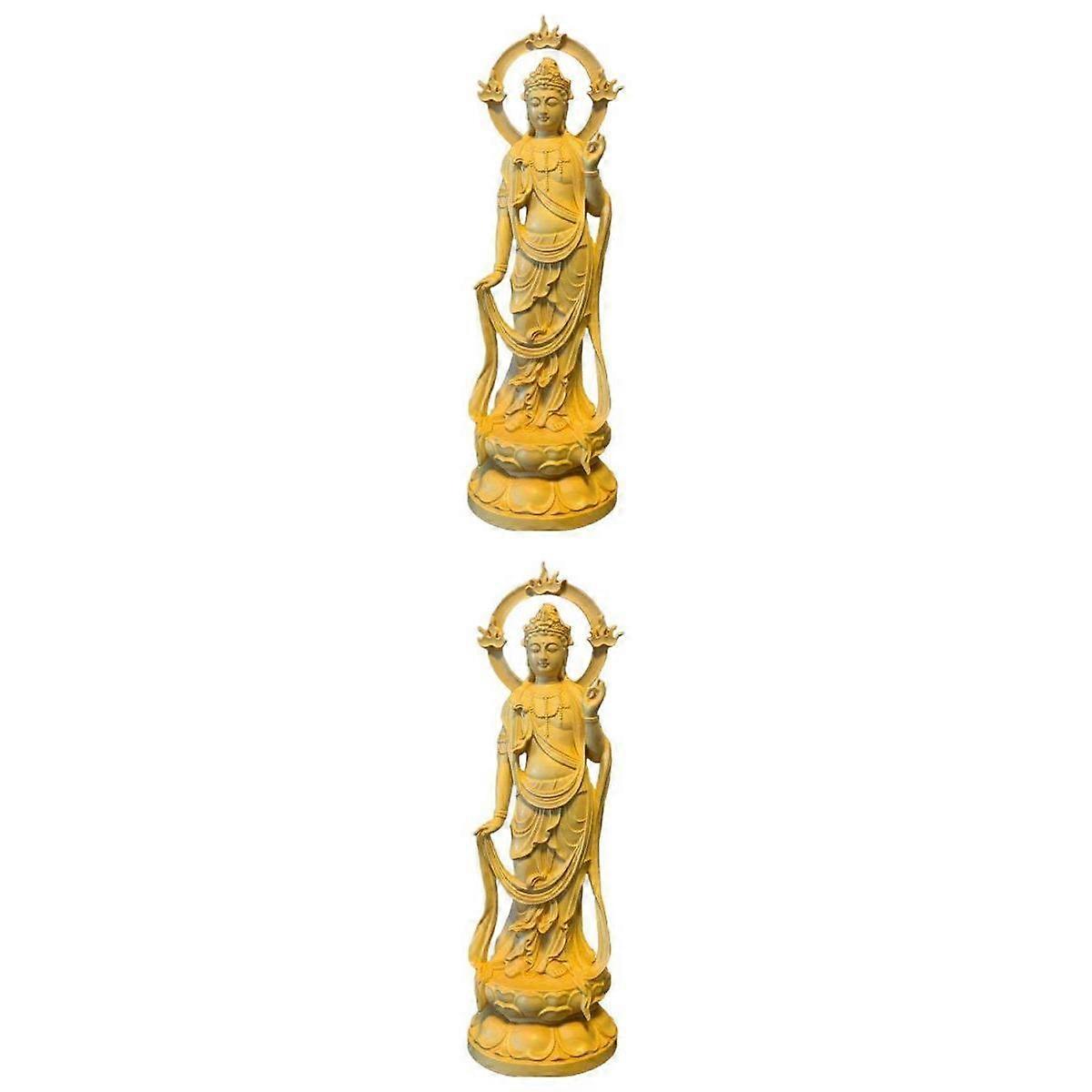 2pcs Buddha Statue Bodhisattva Sculpture Indoor Decoration Birthday Gifts