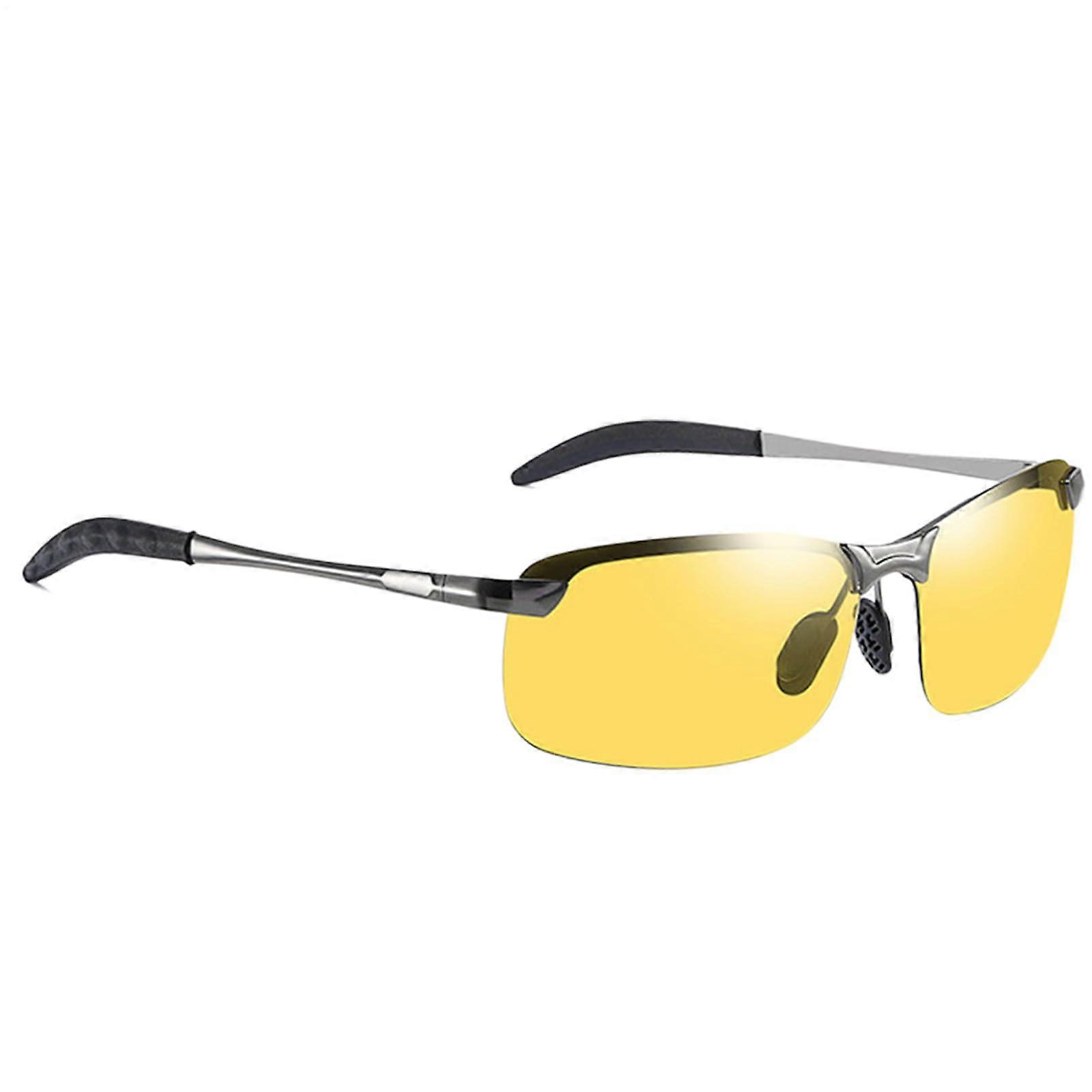 Transition glasses, colorchanging glasses UV400 protection, glare reduction, polarized driving glasses and outdoor models for men yellow
