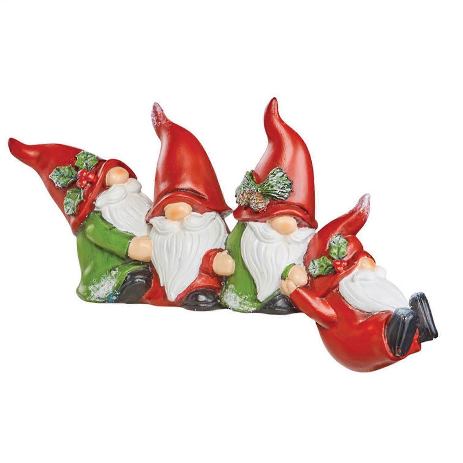 Miniature gnome figures made of synthetic resin, 11,9 cm Colorful sculpture Swedish Tomte figure