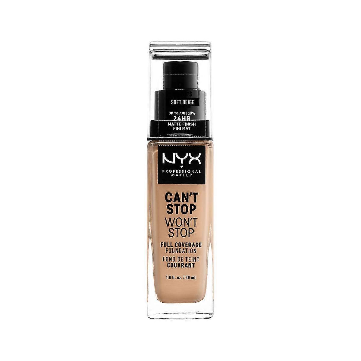 Nyx Professional Makeup Can't Stop Won't Stop 24hr Full Coverage Matte Finish Foundation, 7.5 Soft Beige - 1 Fl Oz