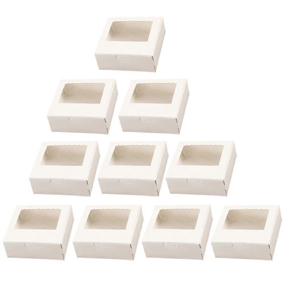 Cake Containers Clamshell Type Dessert Packing Boxes Convenient Carrying Simple Design Paper 13 5x13 5cm 10Pcs