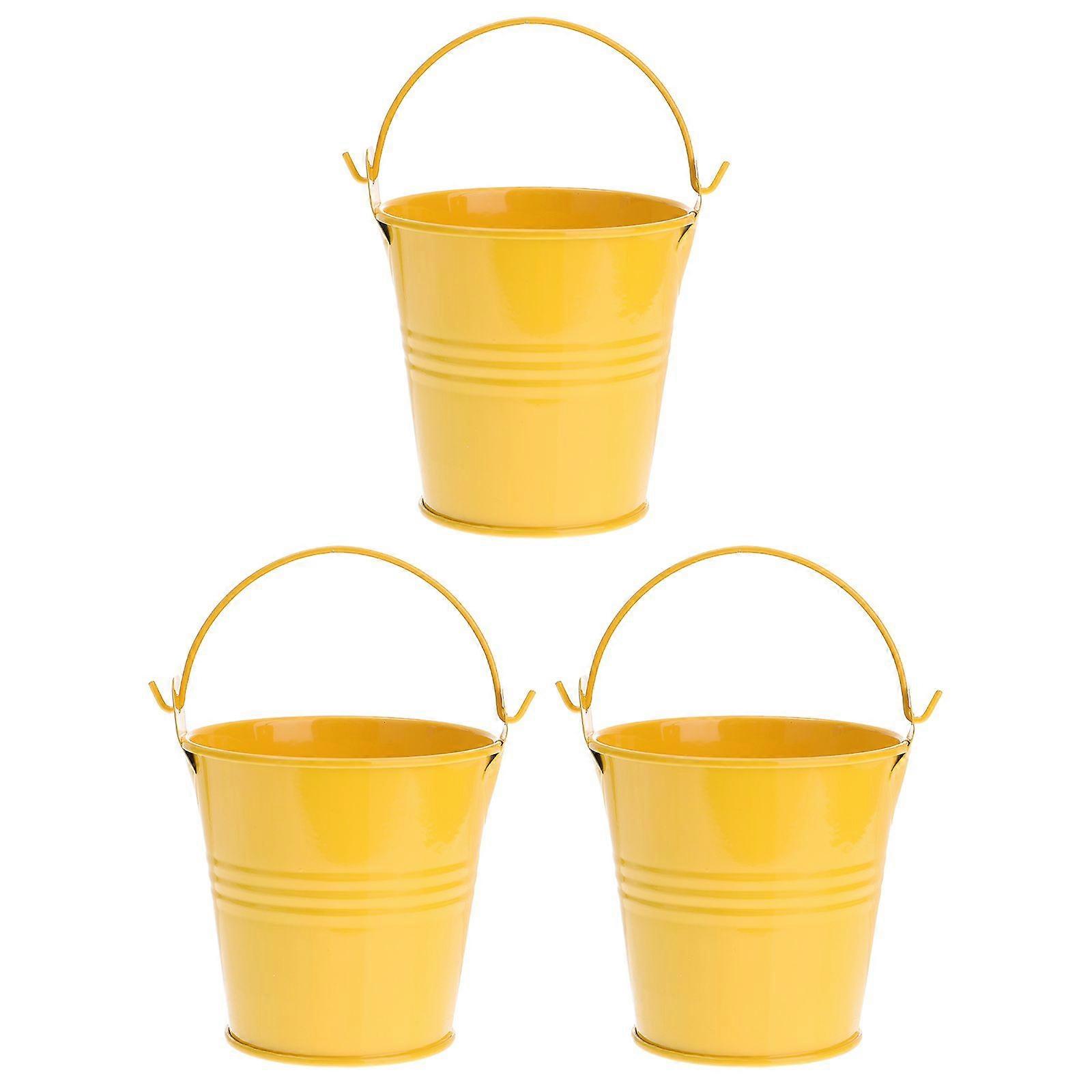 3pcs Small Tinplate Bucket Small Flower Bucket Tinplate Flower Bucket Photo Prop