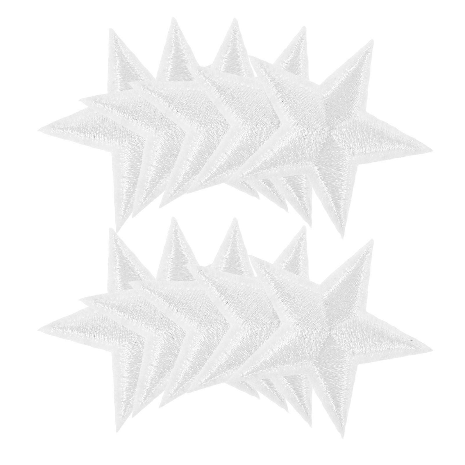 Star Embroidery Patch 24Pcs White Polyester Intricate Iron on for DIY Crafts