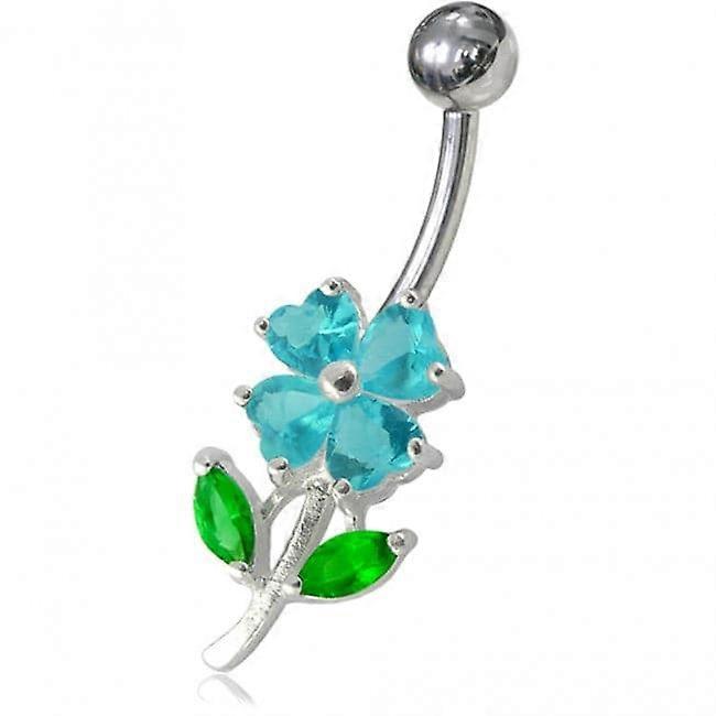 Jewelled Flower Leaf Non-moving Belly Ring