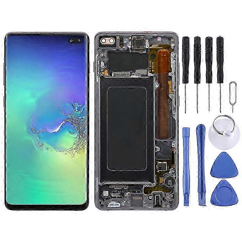 (Black) Compatible Super Amoled Lcd Screen For Samsung Galaxy S10+ Digitizer Full Assembly With Frame