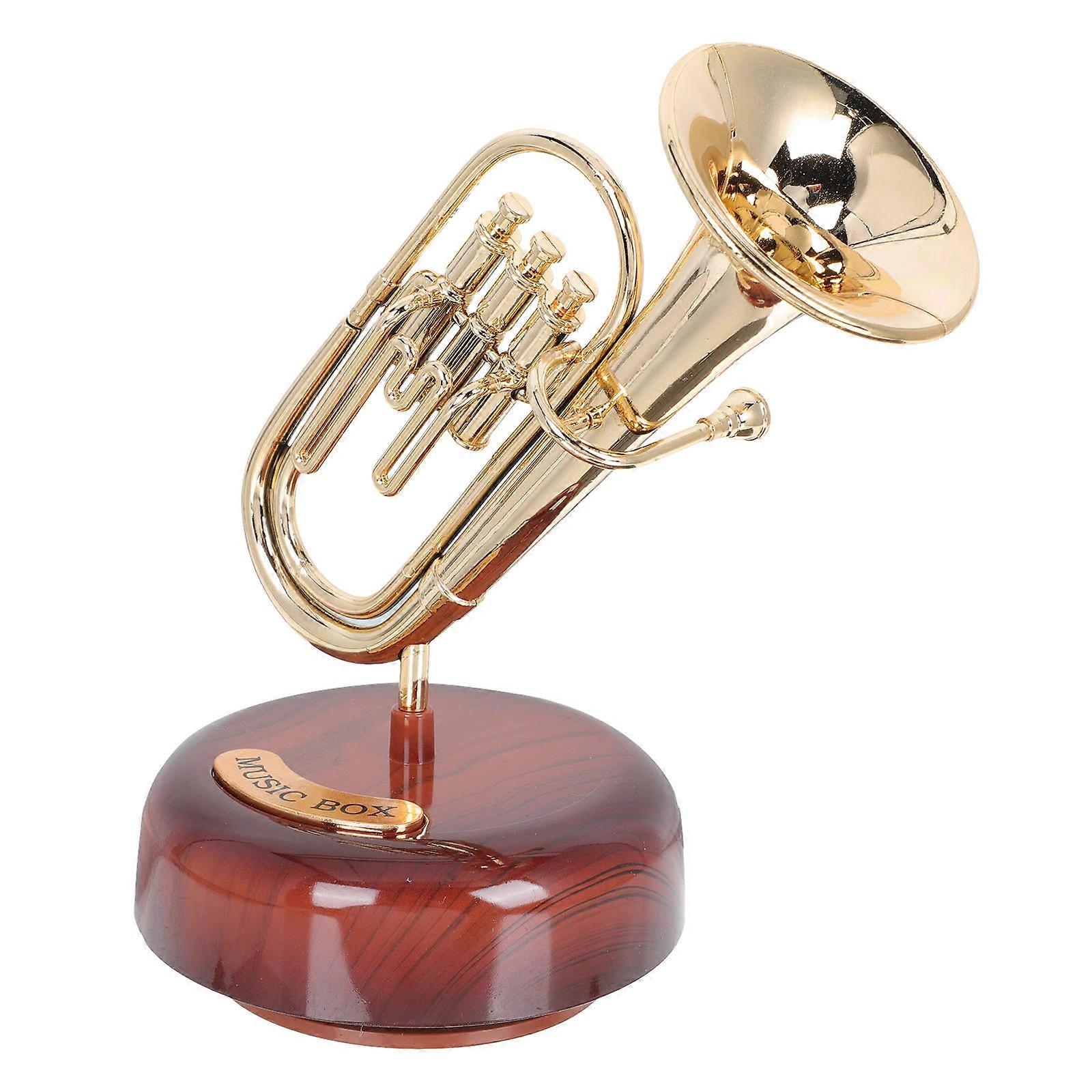 Creative Plastic Music Box Unique Instrument Shape Golden Decor for Office