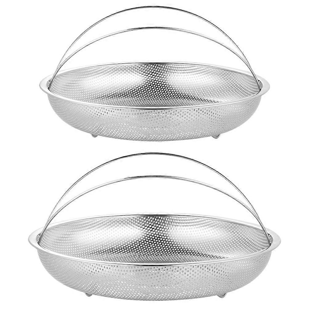 Metal Steamer Basket with Handle for Steaming Food Stainless Steel 8.9X8.9X1.7in 2Pcs