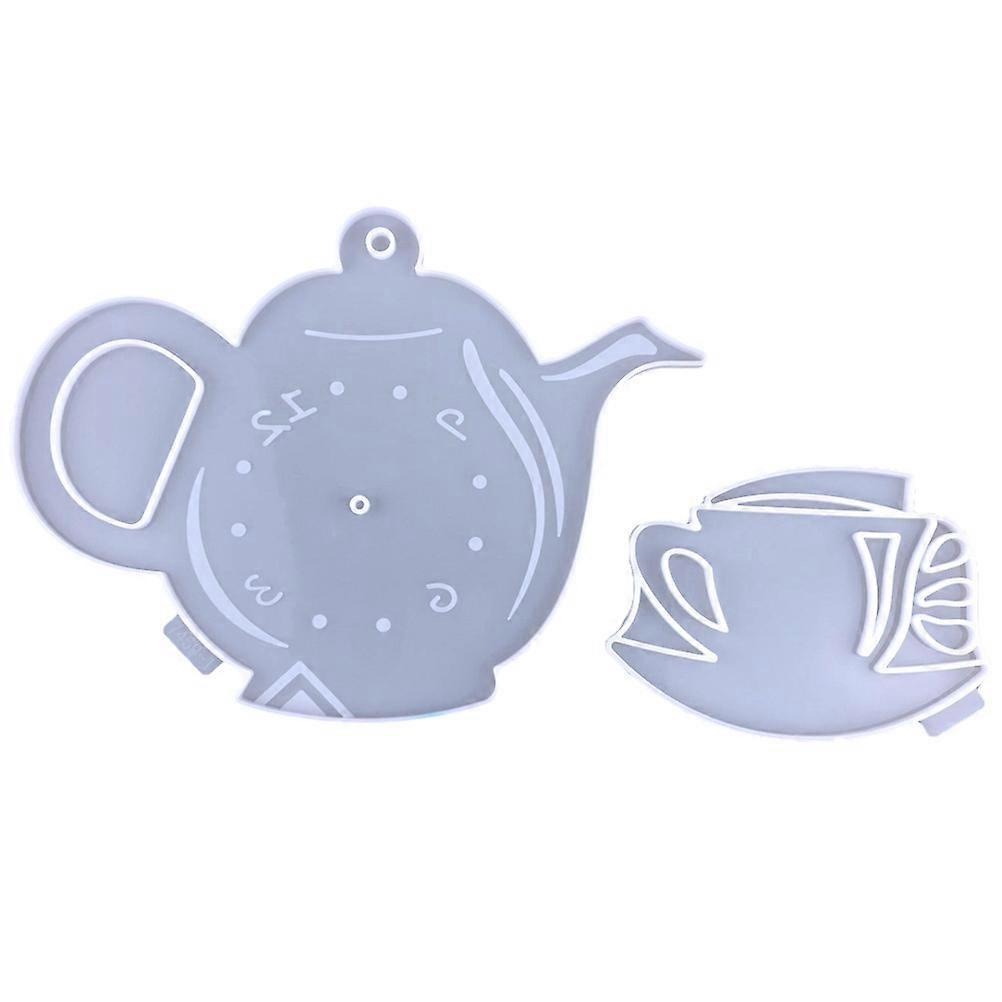 Decorative Mold Clock Kettle and Cup DIY Wall Hanging Decorative Clock Mold 29.4X22cm Size for Craft Enthusiasts 1Set