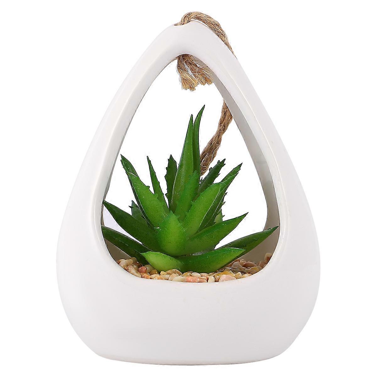 White Ceramic Hanging Flower Pot for Small Succulents and Artificial Plants Suitable for Home