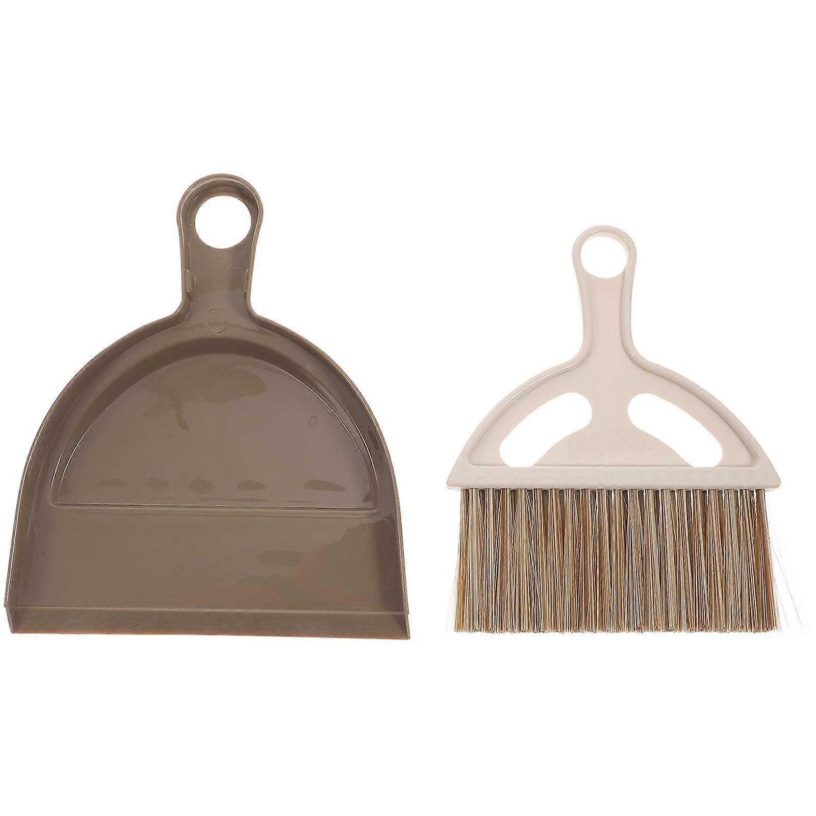 Hand Broom Cleaning Brushes Mini Size Home Use Brown 20x17x3cm Dust Removal 1Set
