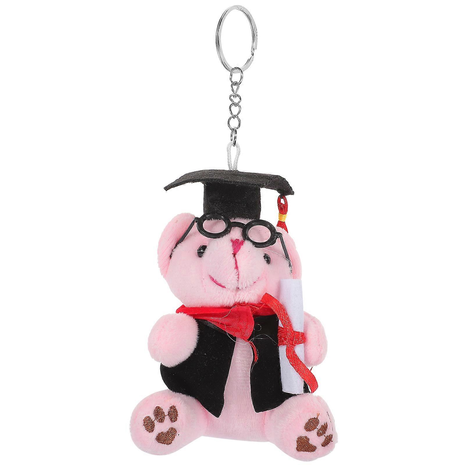 Stuffed Bear Pendant Keychain Graduation Cap Shape Plush Students present Giving 12.00X9.00X3.00cm Key Organizer 1Pack