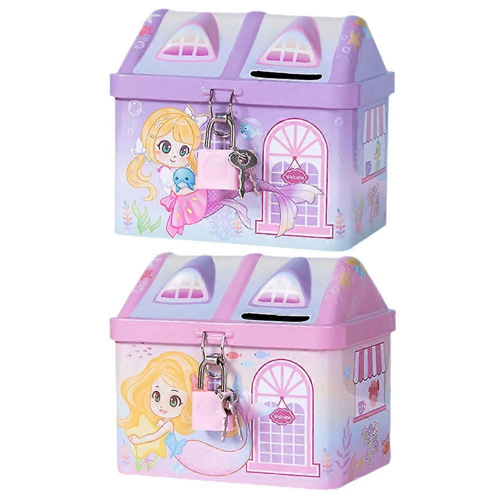 Children Saving Pot Simple Saving Jar Coin Container Kids Coin Container Festive Occasions Pink 2Pcs