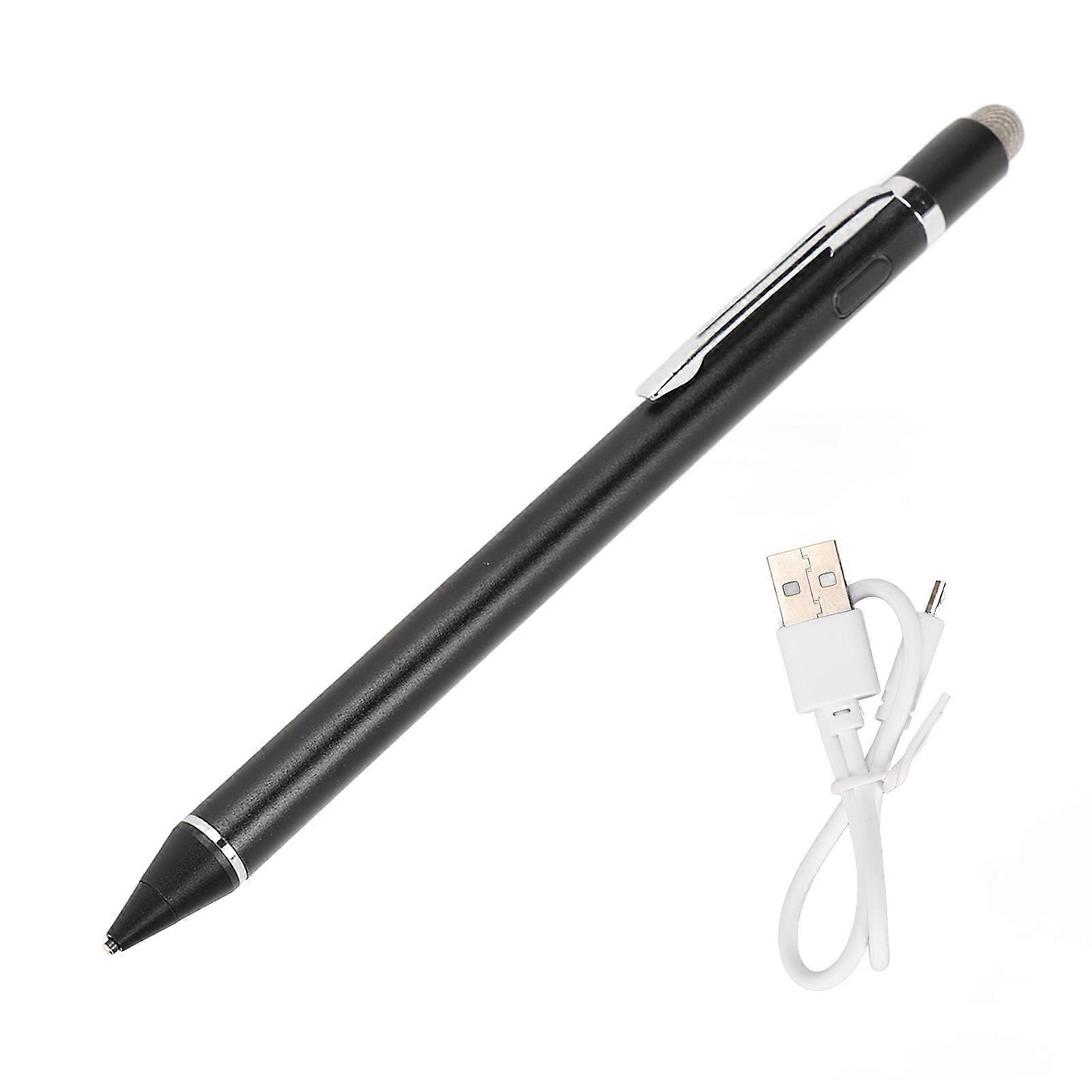 5V 0.2A Active Stylus Pen Slim and Stylish Aluminum Alloy Portable Capacitive Fine Tip Stylus for Mobile Phone Tablet Black