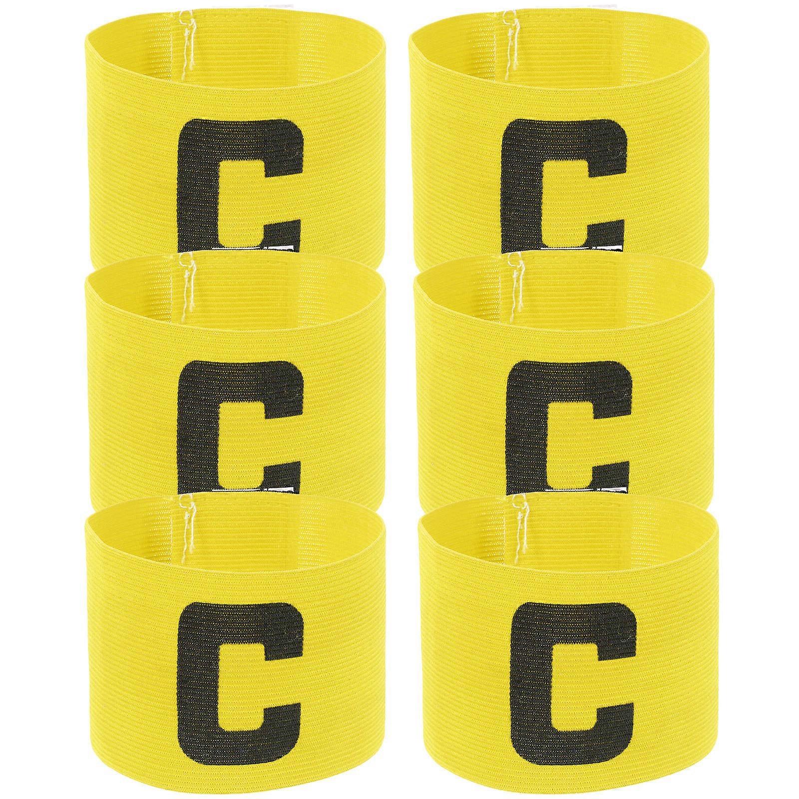 Elastic Captain Armband Football Games C-Shape Yellow 40.50X7.00X0.10CM Team Coordination 6Pcs