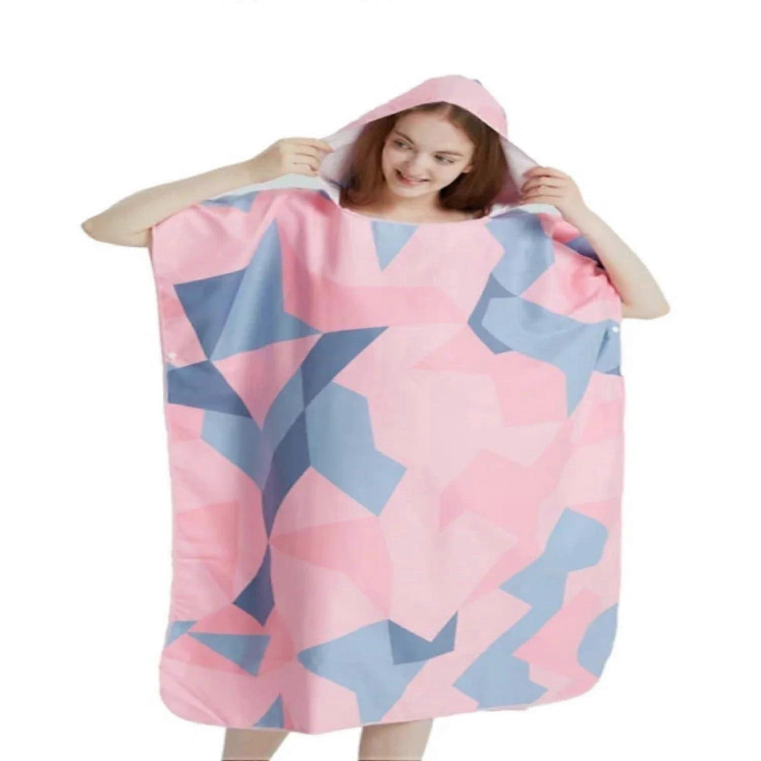 Badeponcho, Surf Poncho SurfPonchoTowel for active beach visitors – quickdrying beach coat for adults, changing ponchos, swim towel (Pink)