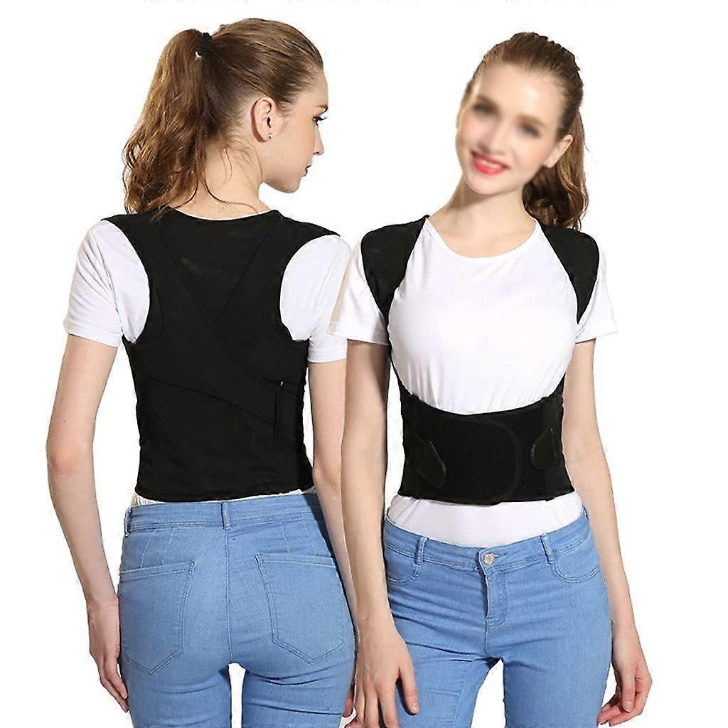Correcteur de posture de soutien dorsal pour femmes et hommes Attelle dorsale réglable (noir)
