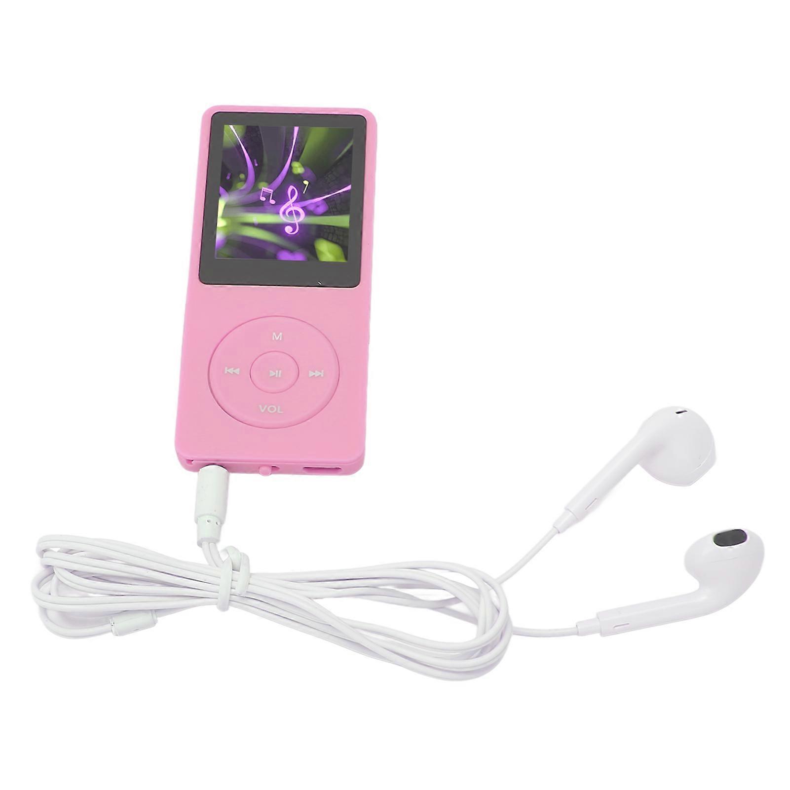 MP3 MP4 Player, 1.8 inch Screen, 8GB Memory, 64GB Expandable, 30 Hours Battery Life, Multifunctional Sports Music Player, Pink