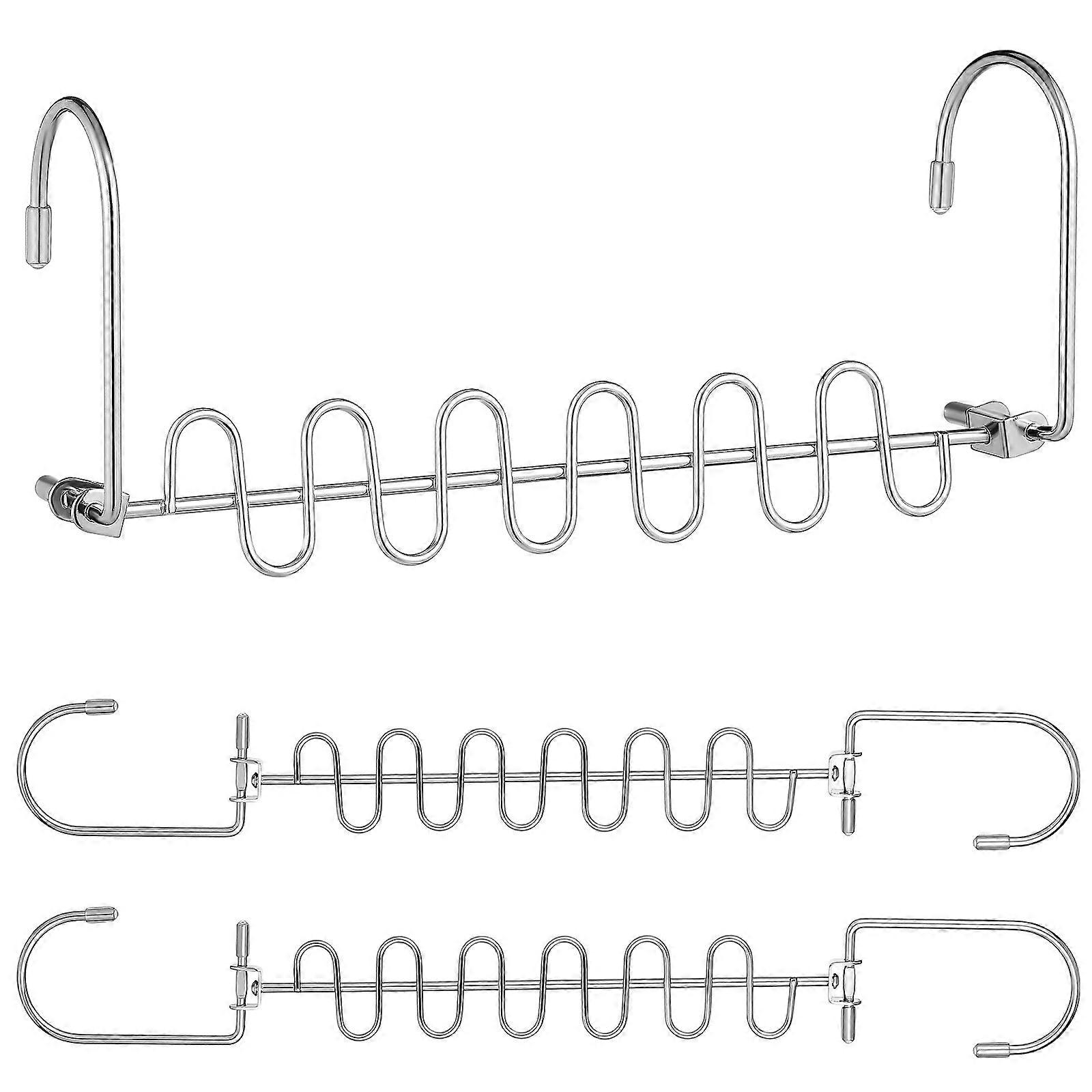 Coat Hanger Organizer Space Saving For Heavy Clothes Home Use Silver 3Pcs