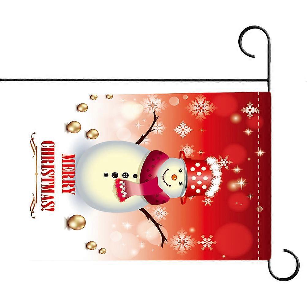 Seasonal Garden Flag Waterproof Snowman Pattern Double Sided Printing 30x45cm Red 1Set