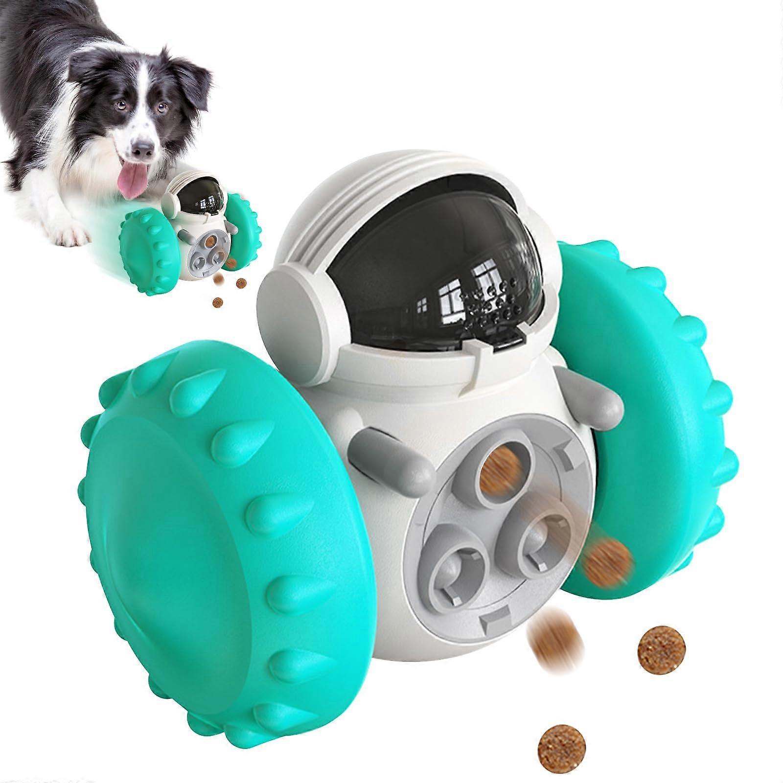 Rolling feeder dog toyfood dispenser blue