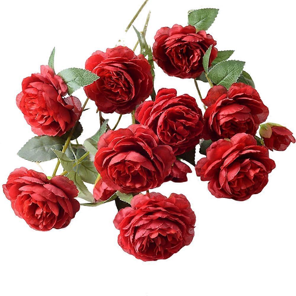 Artificial peony and rose, red, 20 pcs.