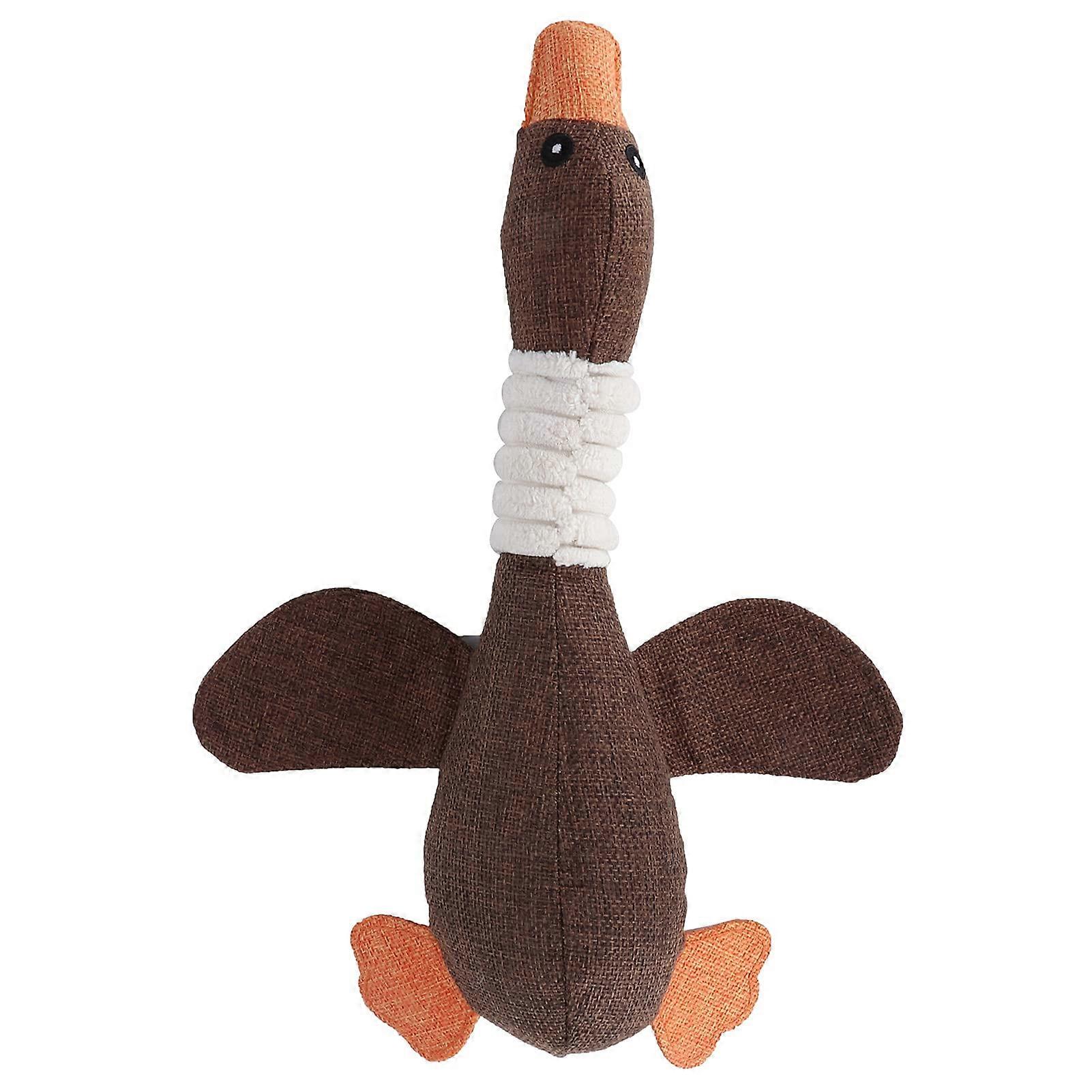 Funny Dog Squeaky Goose Chew Toy for Dogs and Cats, Durable Interactive Pet Toy, Coffee Color, Non-Toxic Material