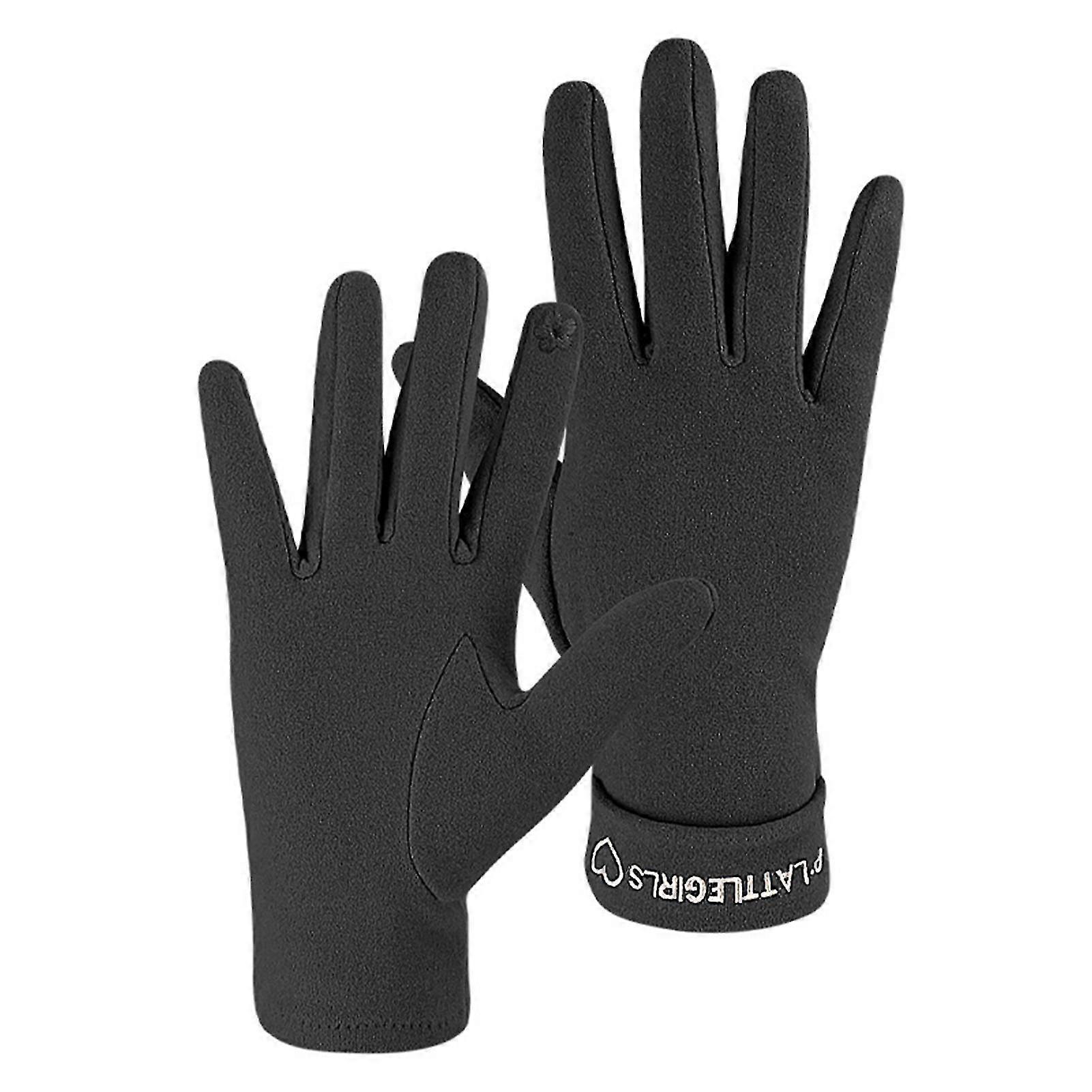 1 Pair Women Winter Gloves Extra Soft Elastic Solid Color Plush Lining Windproof Cold Weather Touch Screen Gloves