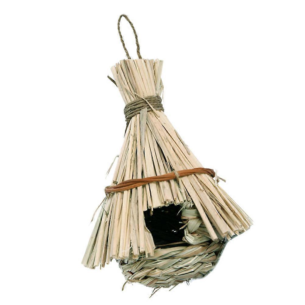 Hand-Woven Bird House Grass Bird Nest Ornament For Outdoor Gardening Drop-Shaped Design 1Set