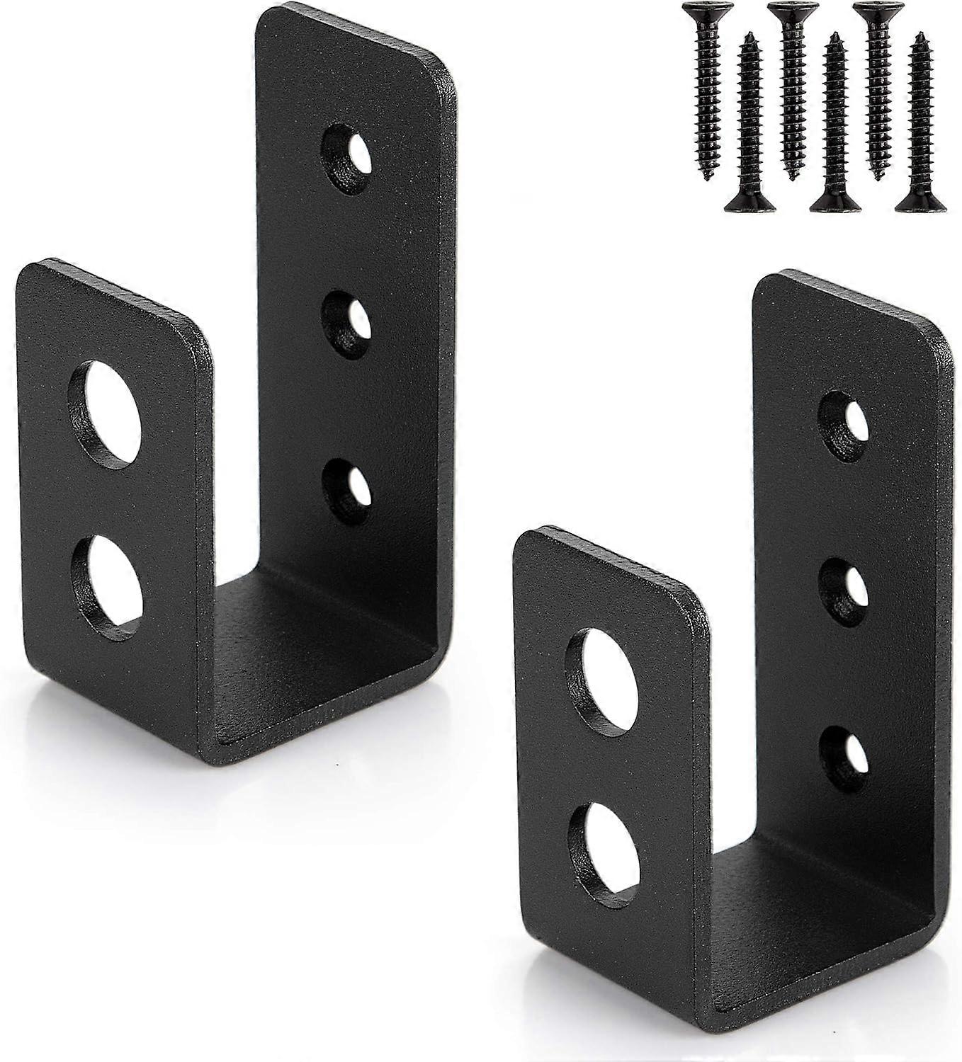 2x4 Door Barricade Brackets (2 pcs) | Drop Open Bar Holder Steel U Bracket for 2 by 4 Lumber as Security Door Reinforcement