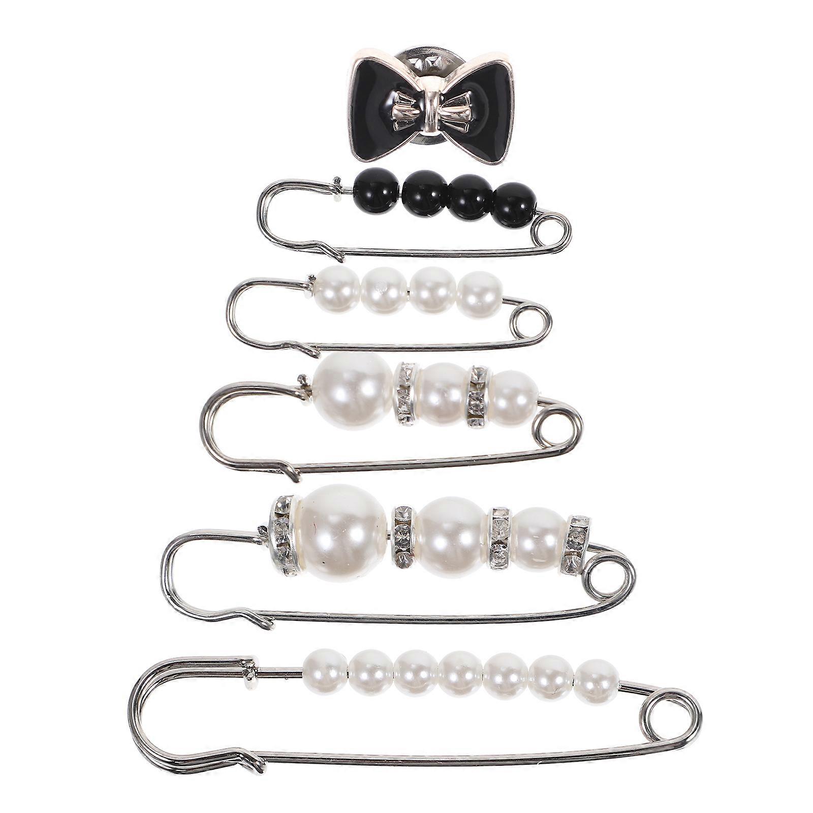 6 قطع أنيقة لؤلؤة بروش دبابيس للنساء - دبابيس السلامة الأنيقة للسترات الصوفية والشالات وإكسسوارات خزانة الملابس