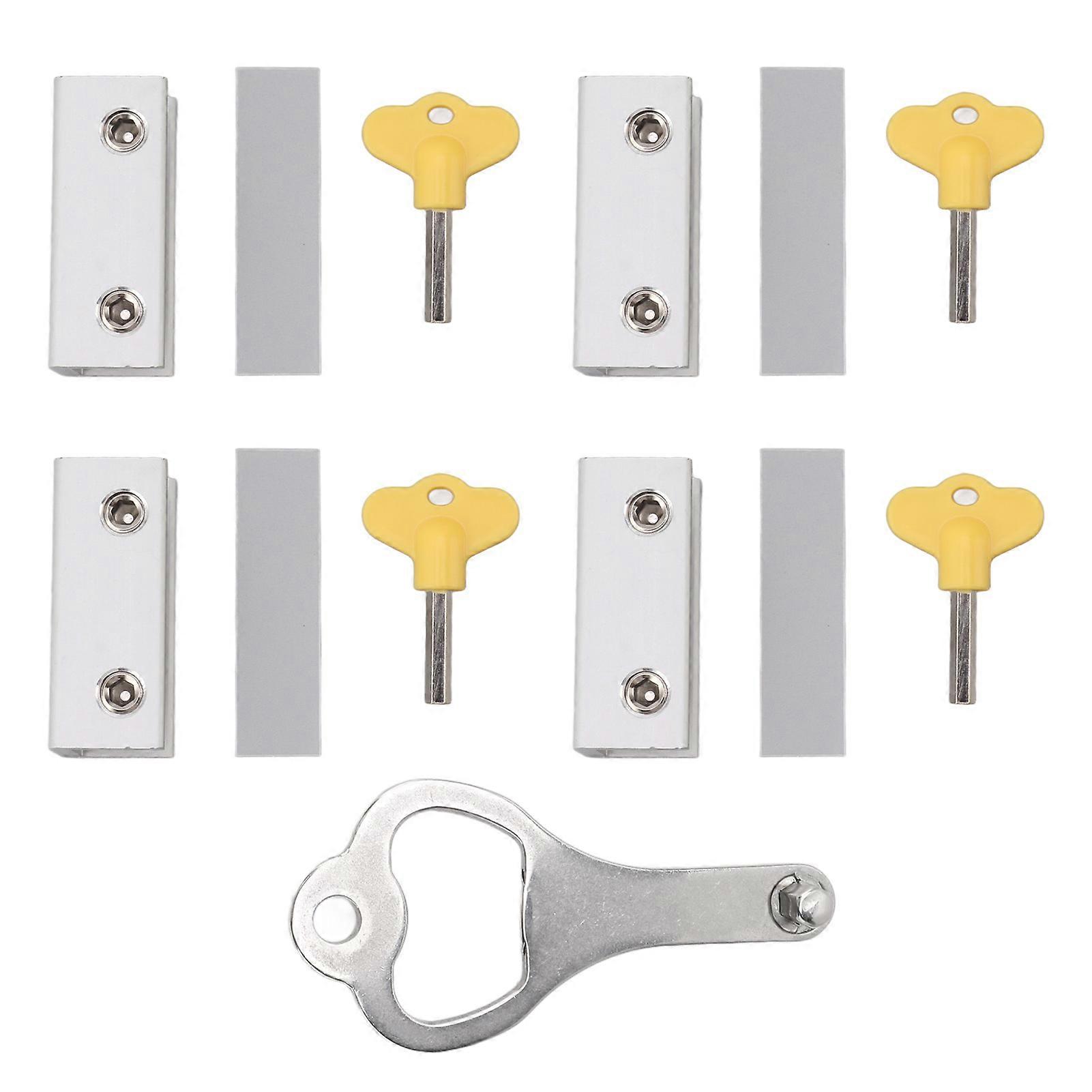 4PCS Locks Silver Stopper Aluminium Simple Installation Protective Pad Window Security Accessory
