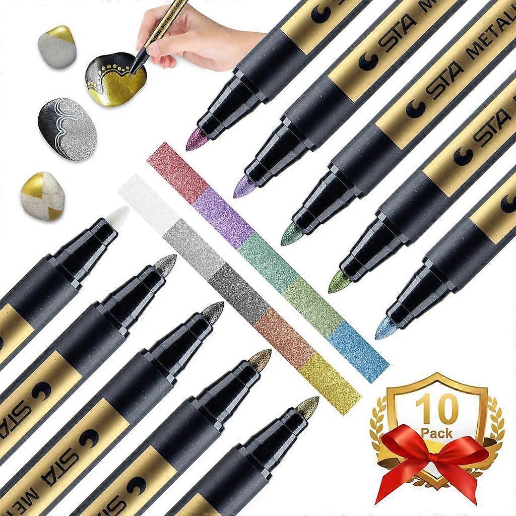 10-Color Metallic Markers: For Guestbooks, Scrapbooks, Any Surface (Pottery, Wood, Glass) – Weddings/Birthdays