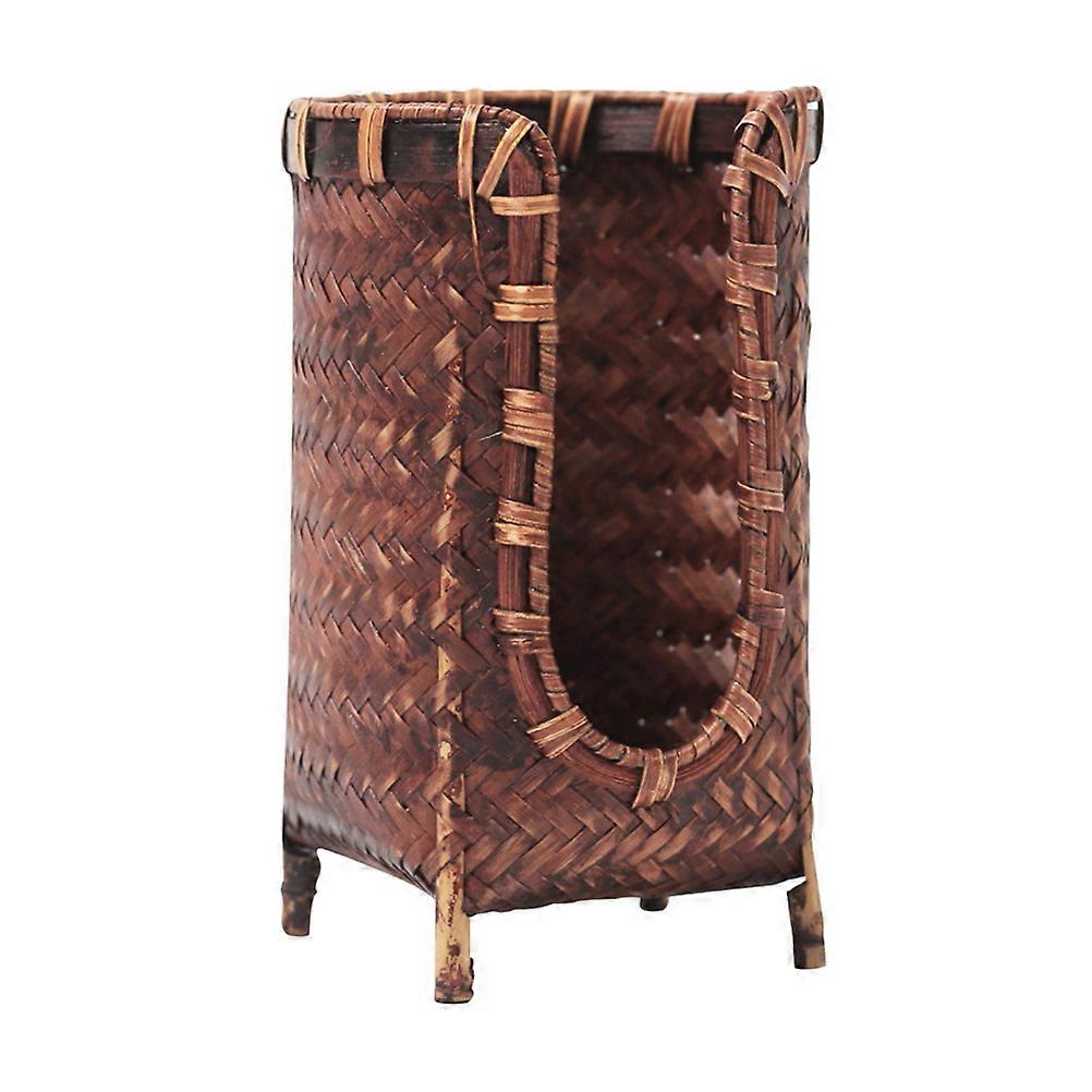 Retro Storage Container Woven Basket Tea Lovers Tea Ceremony Stable Display 5.2×3.3×3.3in 1Set