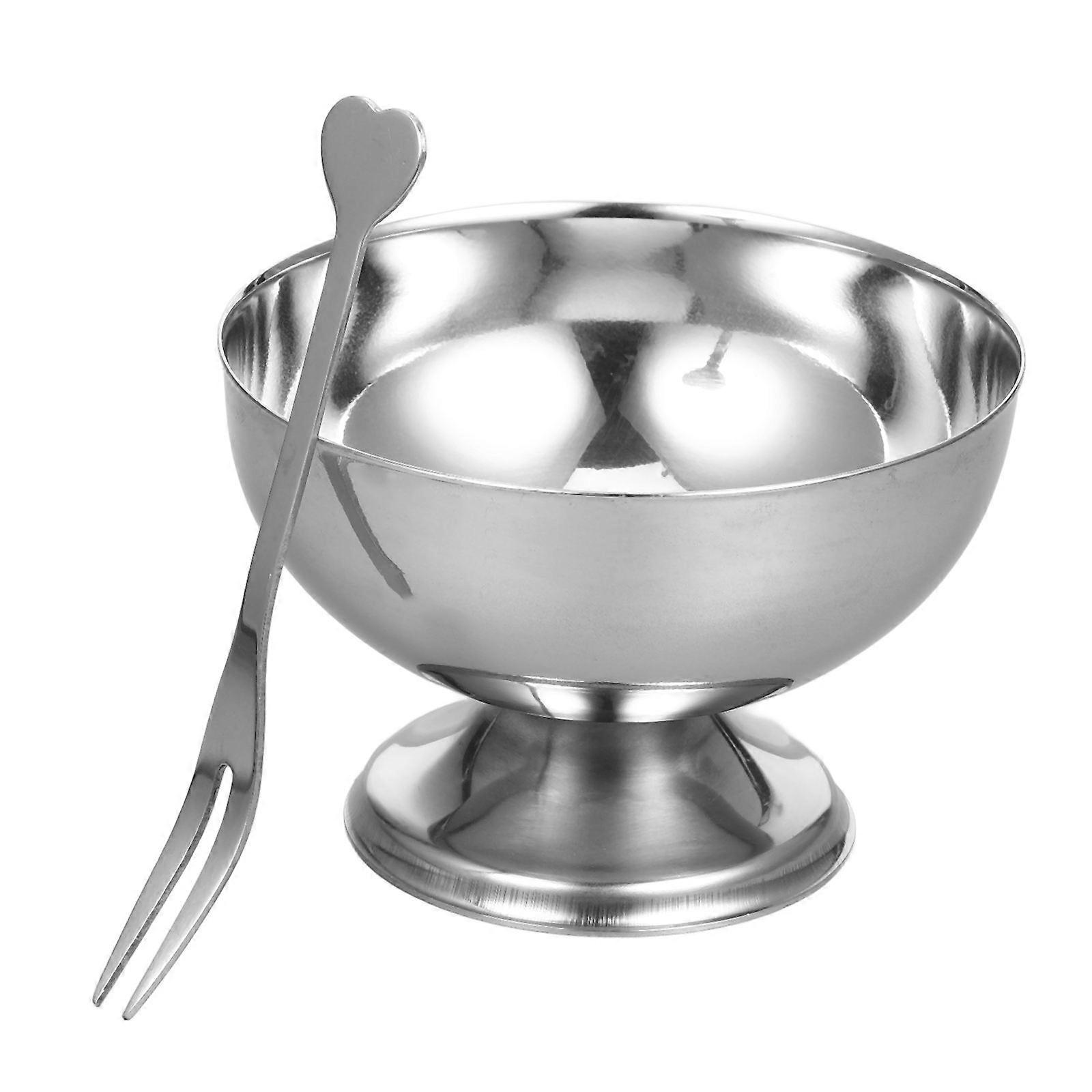 Ice Cream Salad Stainless Bowl for Dessert Hotel Use Silver 3.62X3.62X2.36in 1Pc