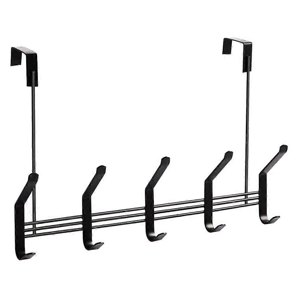 Double Row Wall Hooks With Ten Hooks Nonmarking Smooth Finish For Door Or Wall Mount Storage Rack Black