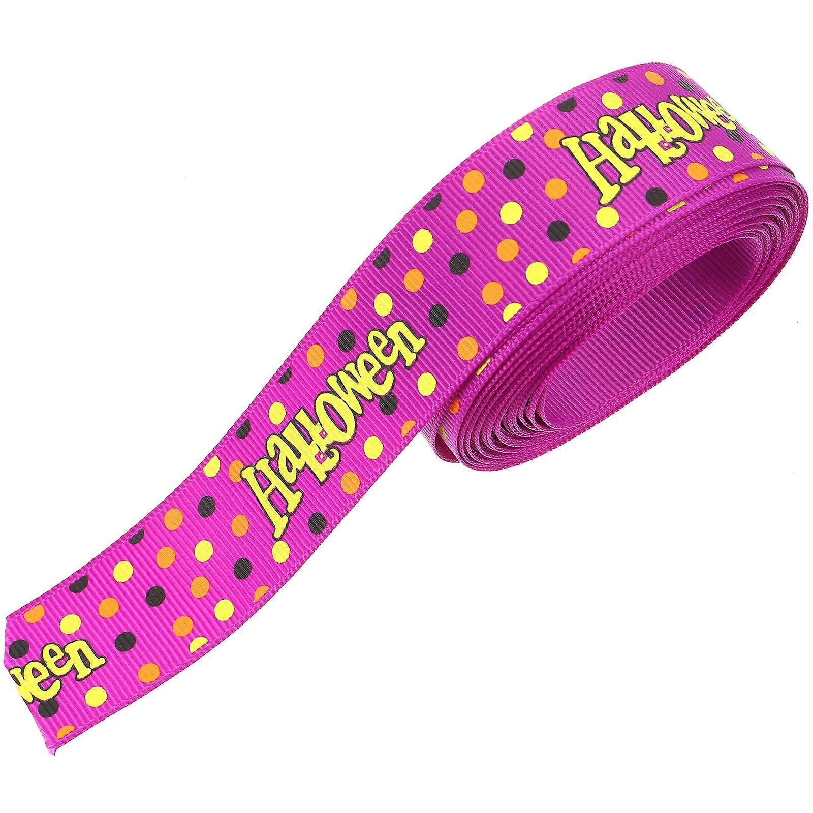 Halloween Themed Ribbon Purple 2.5x457cm Polyester DIY Craft Material 1 Roll